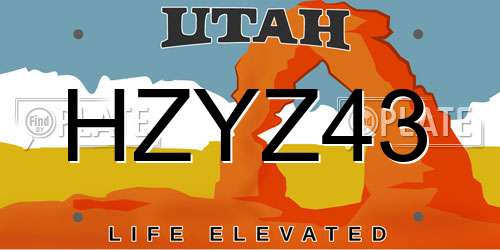 HZYZ43 Utah License Plate
