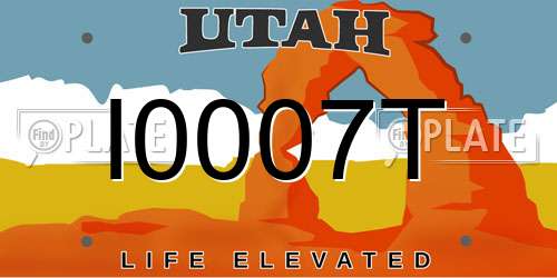 I0007T Utah License Plate