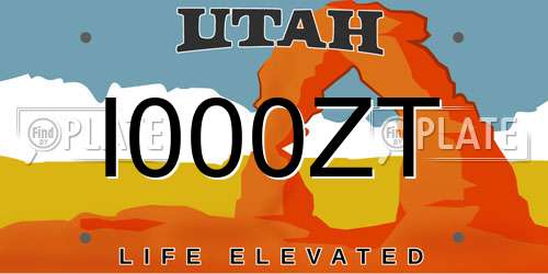 I000ZT Utah License Plate