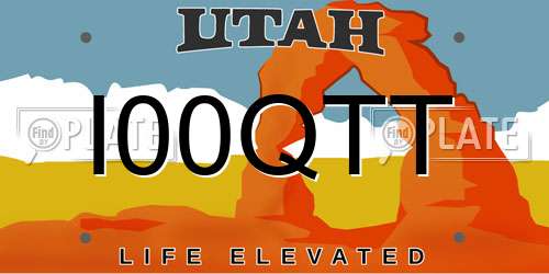I00QTT Utah License Plate