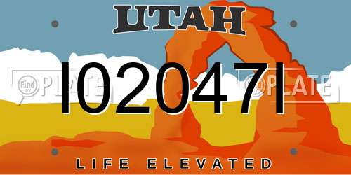 I02047I Utah License Plate