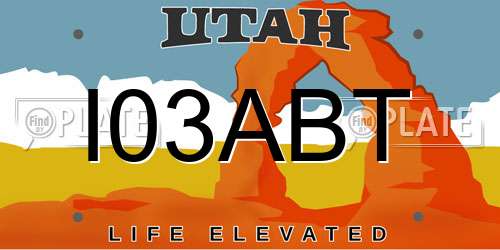 I03ABT Utah License Plate