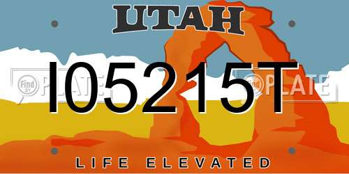 I05215T Utah License Plate