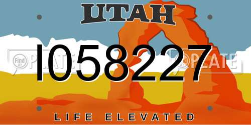 I058227 Utah License Plate