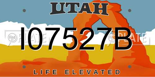 I07527B Utah License Plate