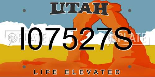 I07527S Utah License Plate