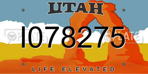 I078275 Utah License Plate