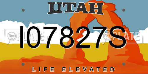 I07827S Utah License Plate