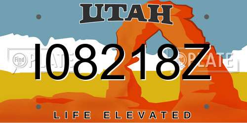 I08218Z Utah License Plate