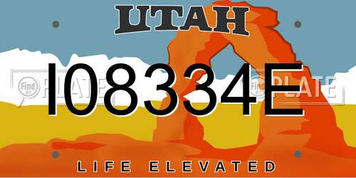 I08334E Utah License Plate