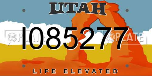I085277 Utah License Plate