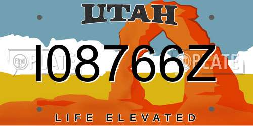 I08766Z Utah License Plate