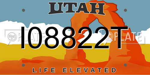 I08822T Utah License Plate