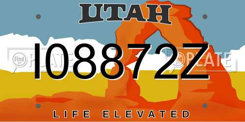 I08872Z Utah License Plate