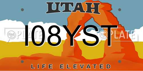 I08YST Utah License Plate