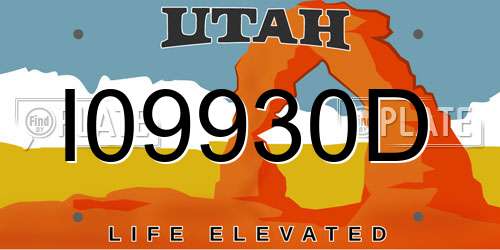 I09930D Utah License Plate