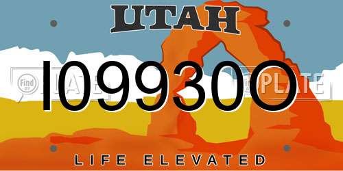 I09930O Utah License Plate