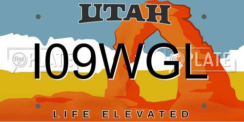 I09WGL Utah License Plate