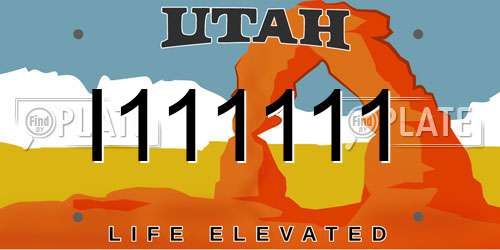 I111111 Utah License Plate