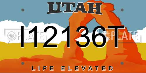 I12136T Utah License Plate