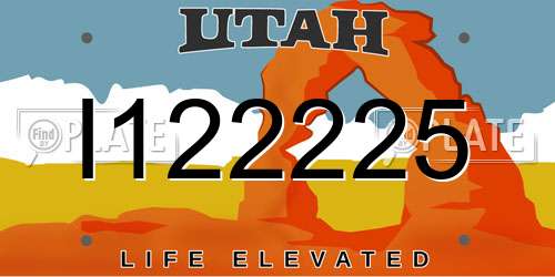 I122225 Utah License Plate