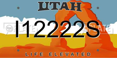I12222S Utah License Plate