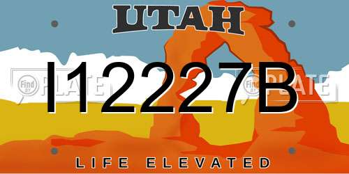 I12227B Utah License Plate