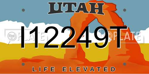 I12249T Utah License Plate