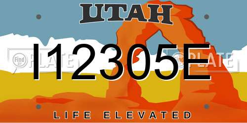 I12305E Utah License Plate