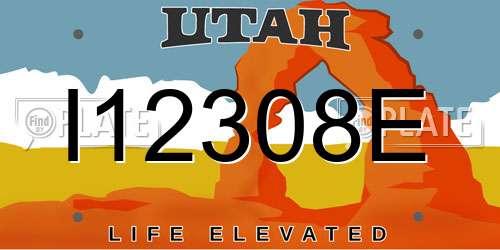 I12308E Utah License Plate