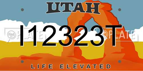 I12323T Utah License Plate