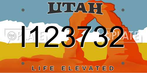 I123732 Utah License Plate