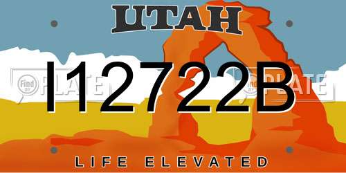 I12722B Utah License Plate