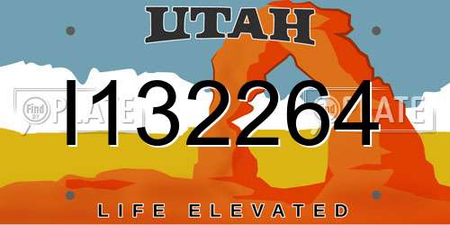 I132264 Utah License Plate