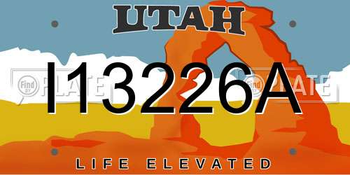 I13226A Utah License Plate
