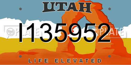I135952 Utah License Plate