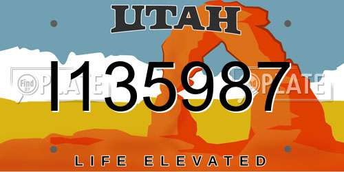 I135987 Utah License Plate
