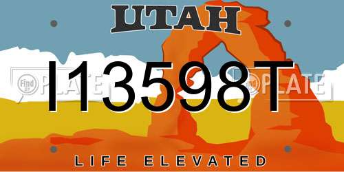 I13598T Utah License Plate