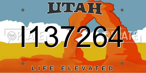 I137264 Utah License Plate