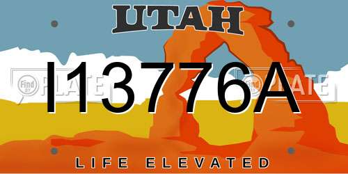 I13776A Utah License Plate