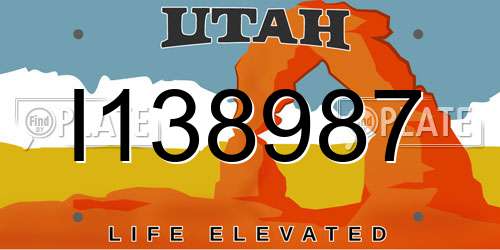 I138987 Utah License Plate