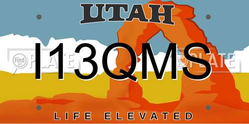 I13QMS Utah License Plate