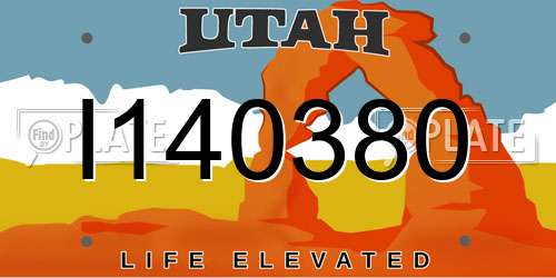 I140380 Utah License Plate