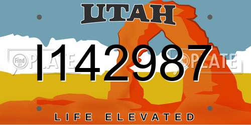 I142987 Utah License Plate
