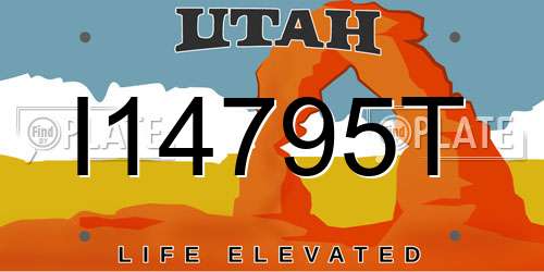 I14795T Utah License Plate