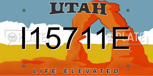I15711E Utah License Plate