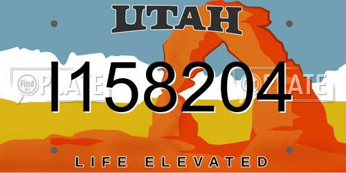 I158204 Utah License Plate