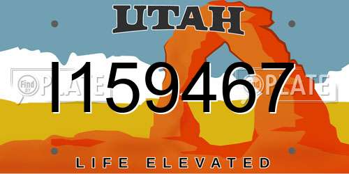 I159467 Utah License Plate