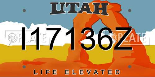 I17136Z Utah License Plate