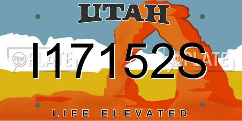 I17152S Utah License Plate